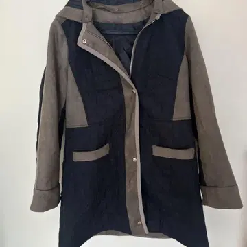 블랙/브론즈 탈부착 가능 후드 코트 M