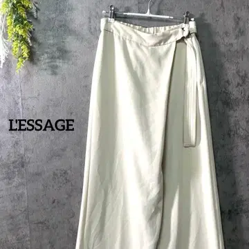 레더 와이드 팬츠 랩 디자인 벨트 포함 일본제 오피스 캐주얼