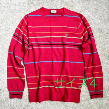 라코스테 남성용 니트 빨간색 보더 사이즈 4
