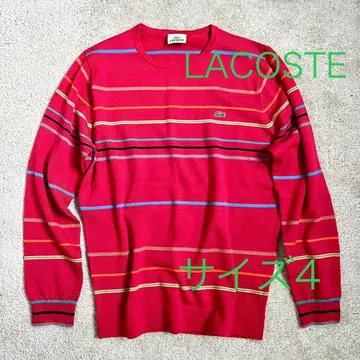 라코스테 남성용 니트 빨간색 보더 사이즈 4