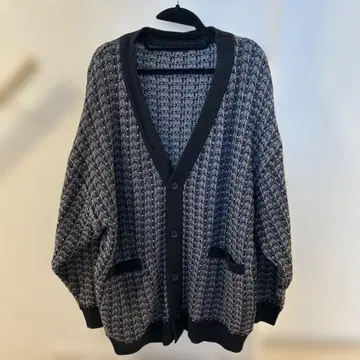 HARE 라메 트위드 니트 가디건 블랙 새상품급