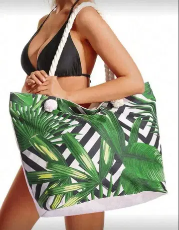 보태니컬 무늬 그린 잎 토트백