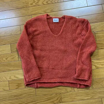 오렌지 V넥 니트 스웨터 9호 미사용 새상품