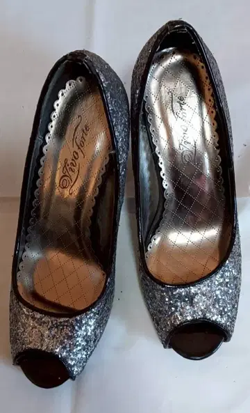 실버 글리터 오픈토 펌프스 S 사이즈