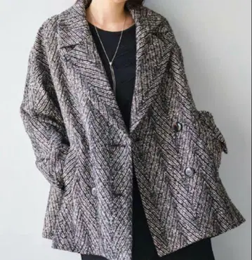 트위드 코트 울 코트 아우터