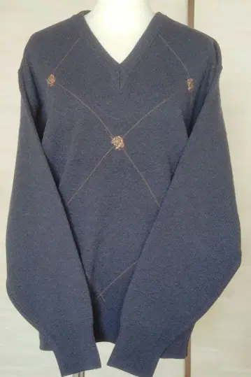 남성복 네이비 V넥 니트 스웨터