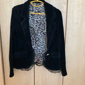 블랙 벨벳 자켓 레오파드 안감