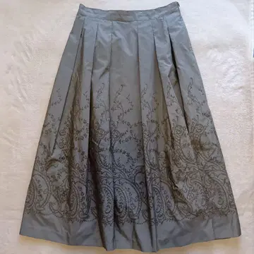 SCAPA 자수 타프타 스커트 자수 카키 손세탁 L 사이즈