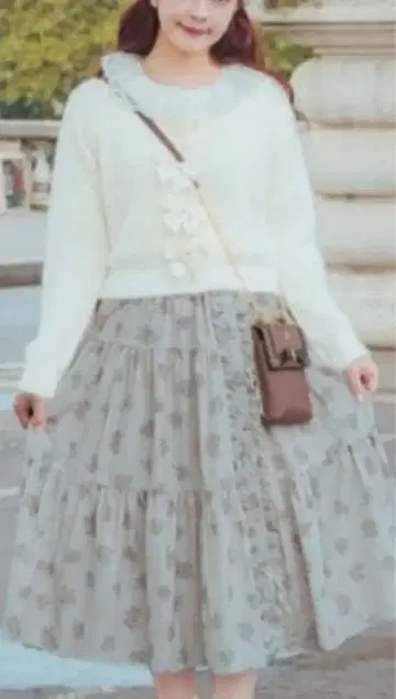 아오키 미사코 가디건 L 사이즈 화이트 니나스 리본