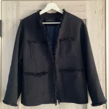 그린 라벨 릴랙싱 트위드 노카라 자켓