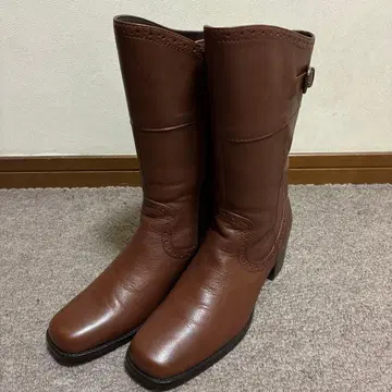 ing 브라운 가죽 롱 부츠 백 지퍼 포함