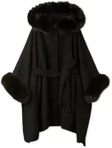 CELFORD 퍼 판초 코트 블랙