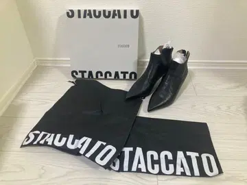 새상품급 24cm 스태커토 부티 핑힐 숏부츠 블랙