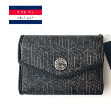 타미힐피거 3단 폴더형 지갑 모노그램 블랙 미사용