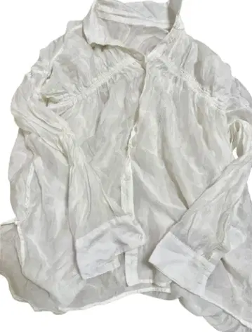 [새상품급] MERCURYDUO 광택 시어 셔츠 화이트 프리 사이즈