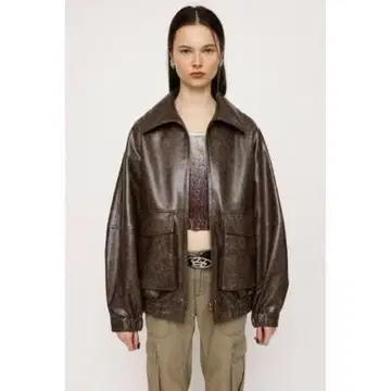 FAUX LEATHER ZIP UP 블루종