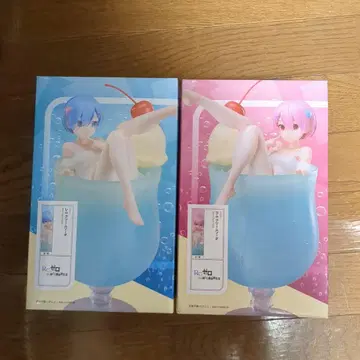 리제로 라무 렘 크림 소다 피규어 2종