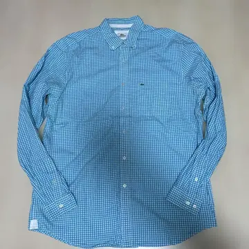 LACOSTE 체크 긴팔 셔츠 44 터콰이즈