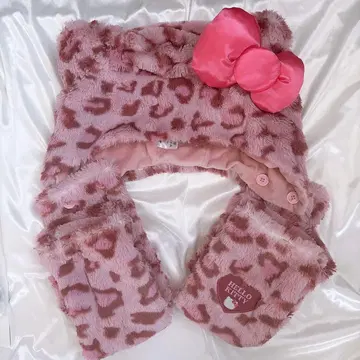 USJ 한정판 헬로키티 레오파드 무늬 머플러 햇 모자