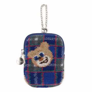 [ 미사용 새상품 ] 러브리 바이 페이 고베 타탄 테디 참 파우치 한정판