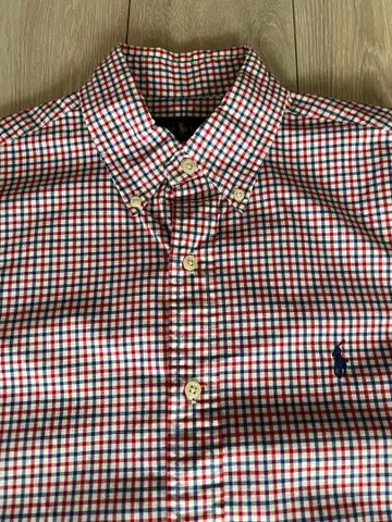 [ 새상품급 ] 랄프 로렌 버튼 다운 셔츠 깅엄 체크 블루 & 레드 계열