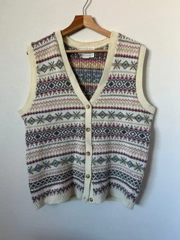 노르딕 무늬 니트 베스트 XL