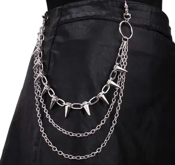 스파이크 장식 실버 지갑 체인