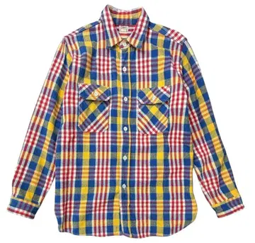 웨어하우스 더블웍스 두꺼운 체크 플란넬 셔츠 노랑 계열 38