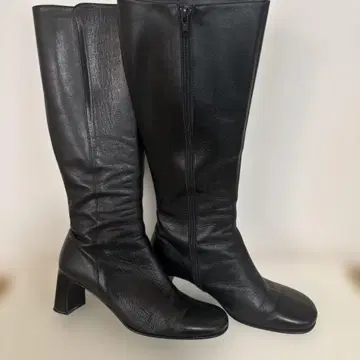 블랙 가죽 롱 부츠 24.5cm