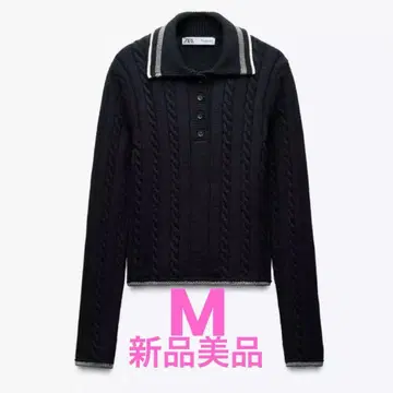 새상품 ZARA 파이핑 니트 폴로 스웨터 M