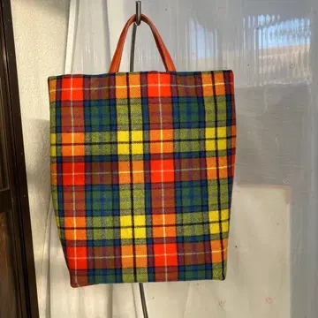 빅 세로형 토트백 울 체크지 핸드메이드