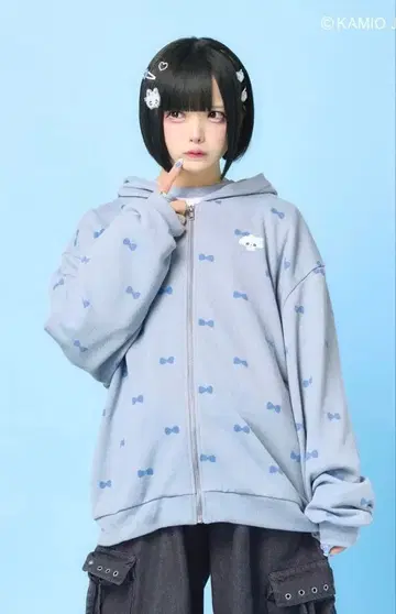 리본 범벅 매지 베리 콜라보 ZIP 후드티 (색스)