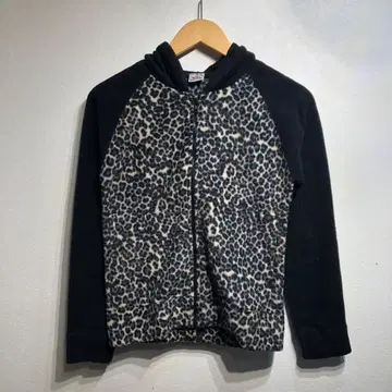 CSL 레트로 레오파드 무늬 플리스 후드티 집업 Y2K M
