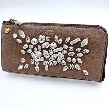 레어 럭셔리 스와로브스키 A.D.M.J 장지갑 그레이지 L자 지퍼