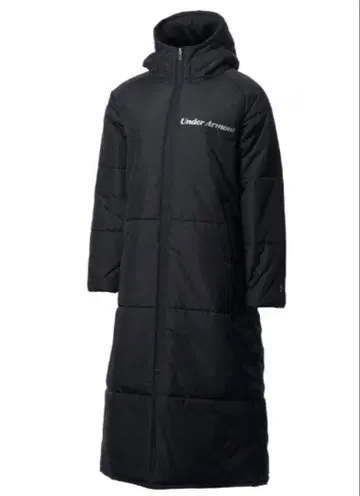 언더아머 후드 부착 롱 코트 블랙