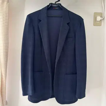 네이비 체크 무늬 비즈니스 자켓 M