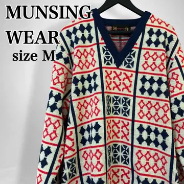 맨싱웨어 남성용 V넥 지오메트릭 패턴 긴팔 니트