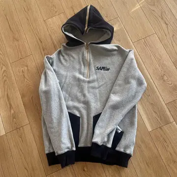 SAPEur 풀 집업 후드티 그레이/네이비