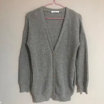 마우지 MOUSSY 롱 가디건 니트 모헤어 혼방 그레이