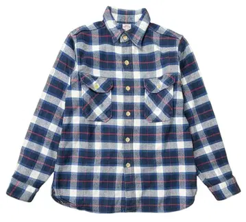 웨어하우스 더블웍스 두꺼운 체크 플란넬 셔츠 블루 계열 S