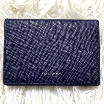 [미사용급] 펠레 몰비다 3단 폴더형 지갑 사피아노 가죽 네이비