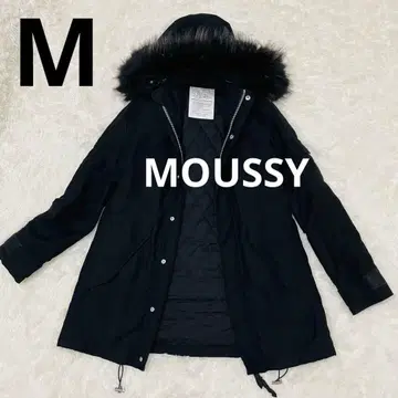 MOUSSY 밀리터리 라인 퍼 달린 모즈 코트 1 블랙 M 사이즈