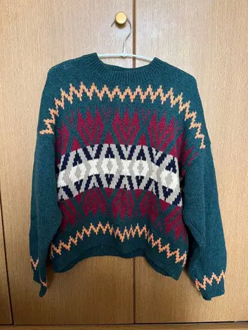 Benetton 기하학 패턴 스웨터 긴팔