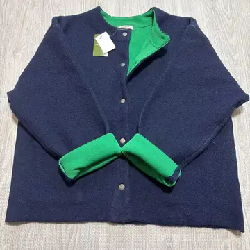 택 포함 새상품 FREAK'S STORE 배색 스냅 니트 가디건