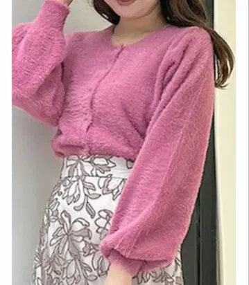 머큐리 듀오 숏 기장 가디건 핑크