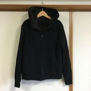 블랙 보아 안감 후드 부착 후드티 유니클로 L