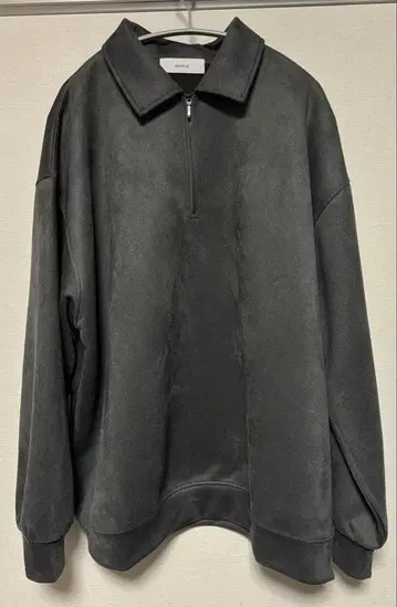 [ 25AW ] RAGEBLUE 컷 스웨이드/하프 지퍼 맨투맨 그레이