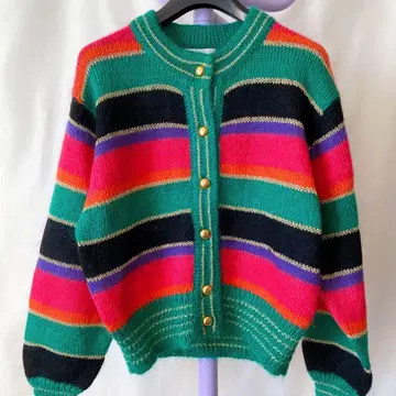 Relievo 쇼와 레트로 버블 컬러풀 니트 가디건 빈티지