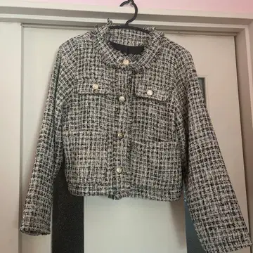 GRL 트위드 노카라 자켓 아이보리 on242