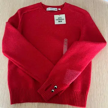 미사용 안야 힌드마치 UNIQLO 캐시미어 스웨터 빨간색 레드 S
